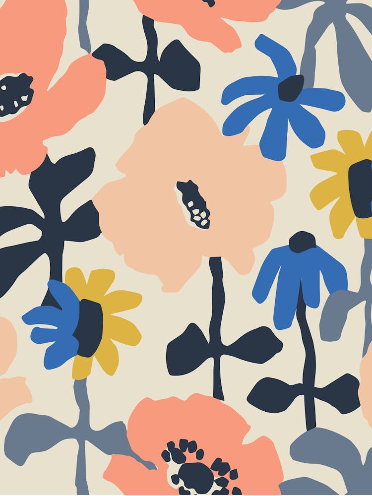 Floral Pattern Poster – Modern Abstract Wall Art in Colorful Design