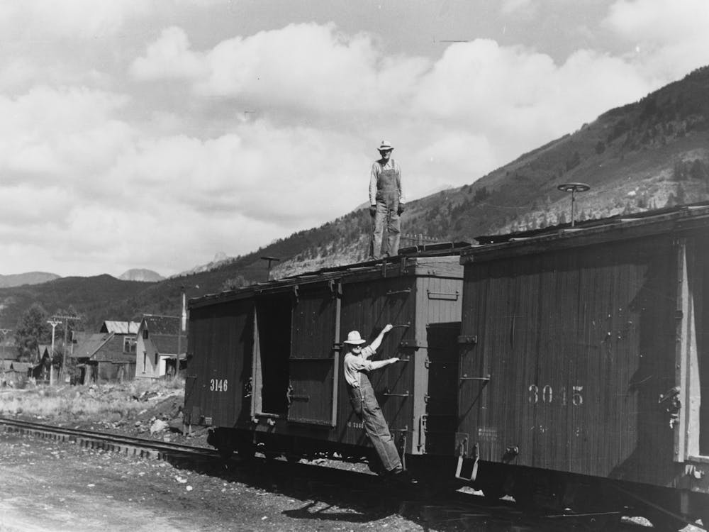 Freight Cars Of Narrow Gauge Railway, Telluride, Colorado By Russell Lee