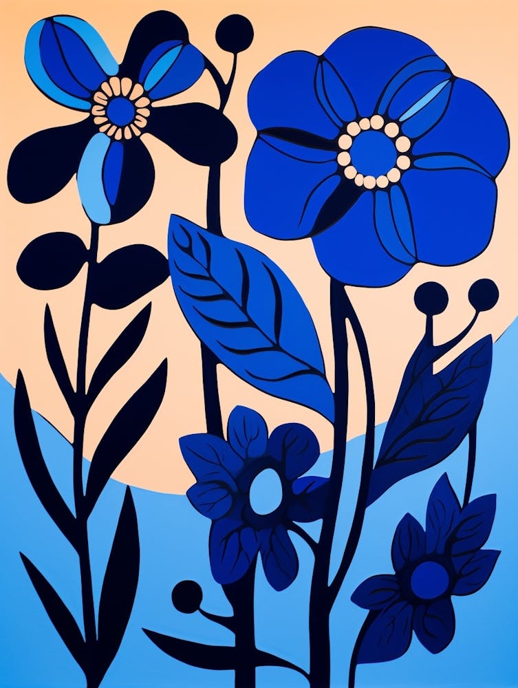 Blue Flower Illustration Black Eyed Susan 1
