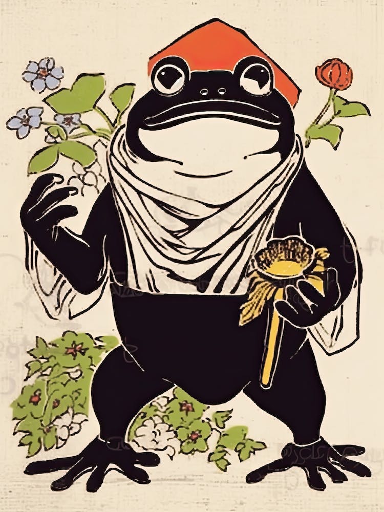 Grenouille Dans Le Jardin, Inspiré de Matsumoto Hoji Japonais 3