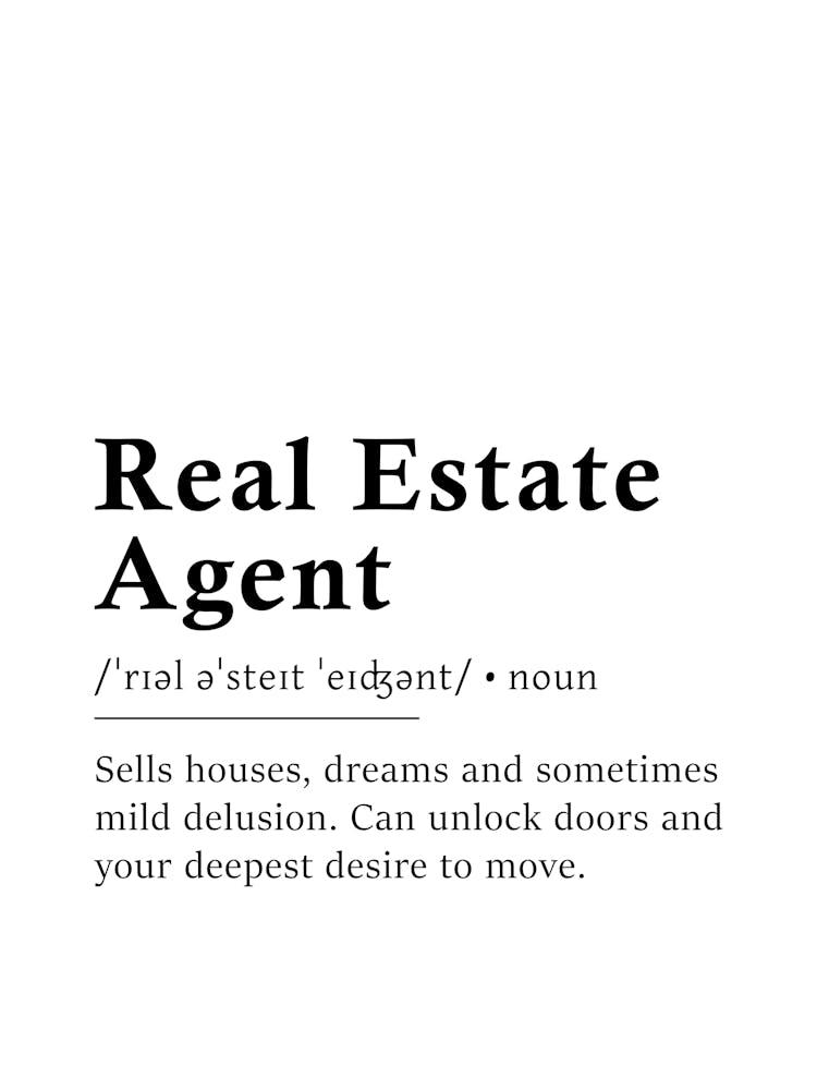 Real Estate Agent Definition Poster - Dictionary