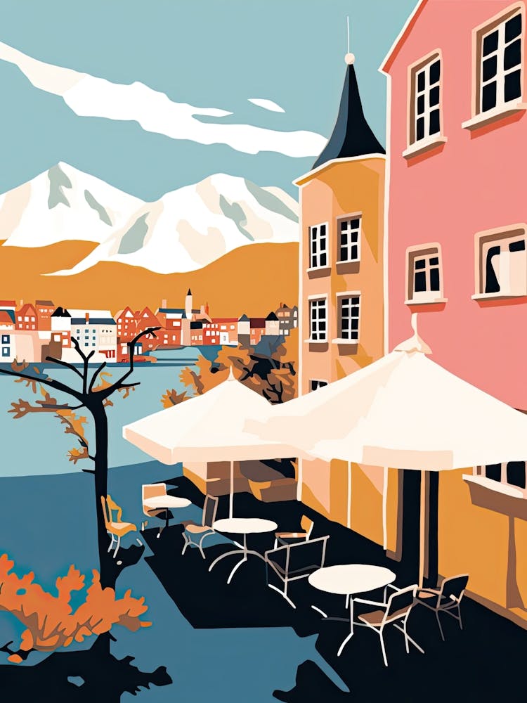 Tromso, Norway, Flat Pastels Tones Illustration 3