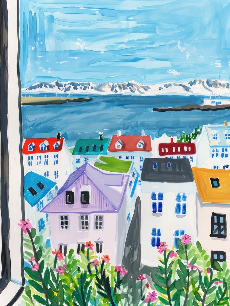 Affiche de voyage Lieux heureux Reykjavik 1