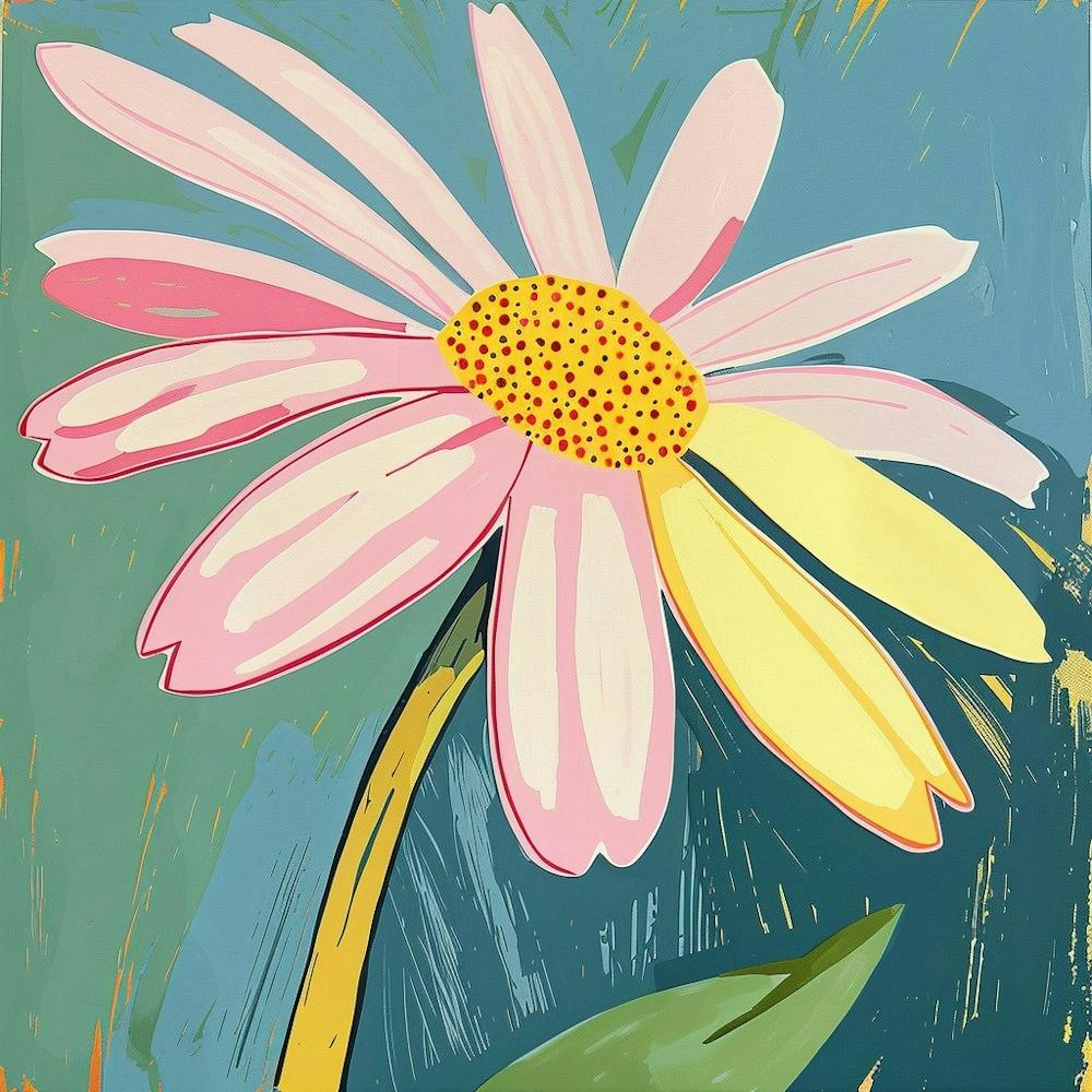 Daisy 1 Square Flower Illustration