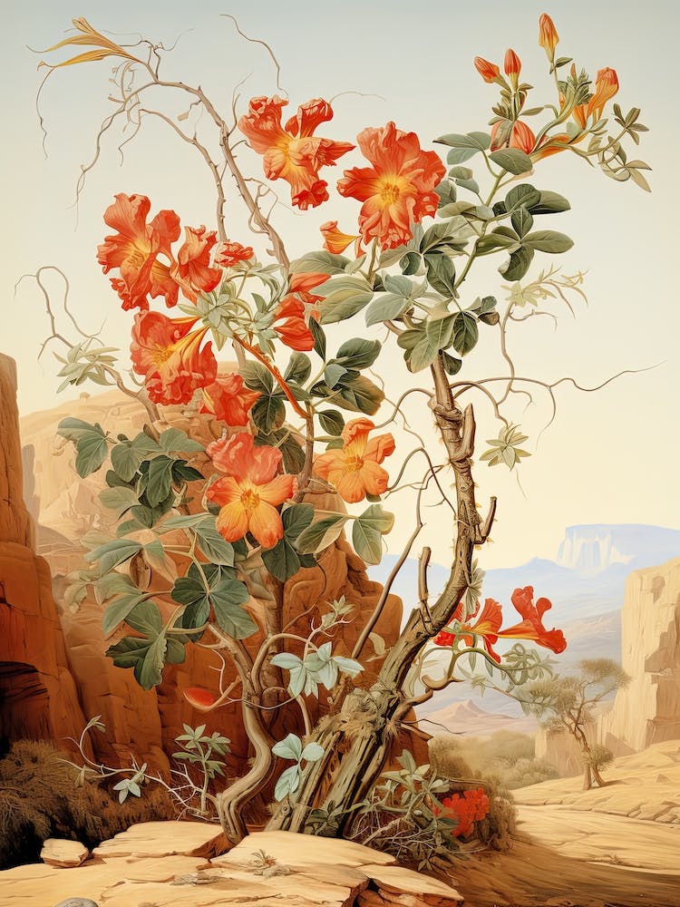 Chinese Trumpet Vine  Flower Victorian Style 0