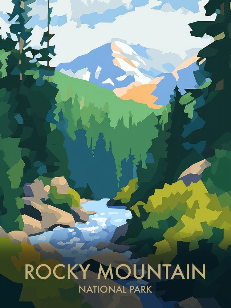 Rocky Mountain National Park Matisse Style Vintage Travel Poster 4
