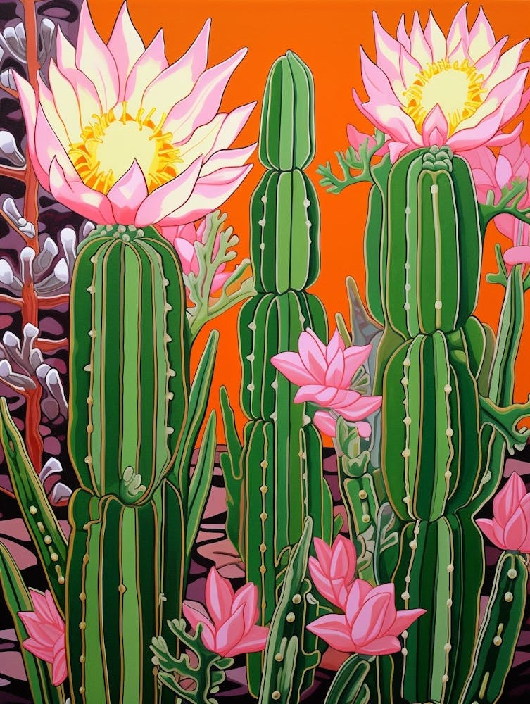 Mexican Style Cactus Illustration Chamaecereus Silvestrii Cactus 2