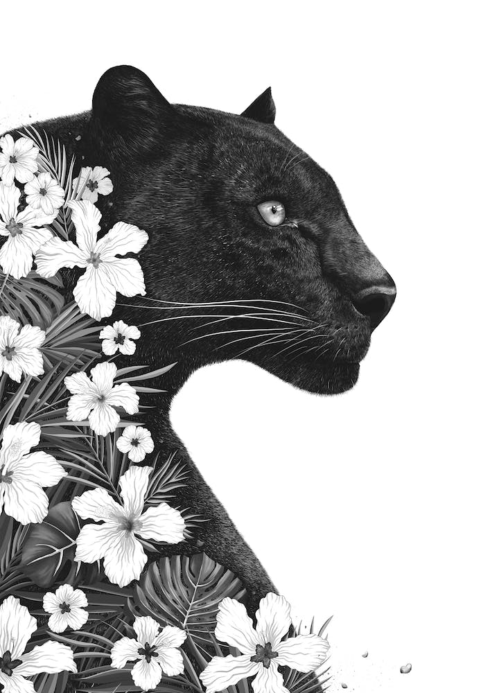 Panther With Flowers