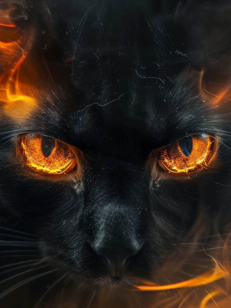 Black Cat With Flames