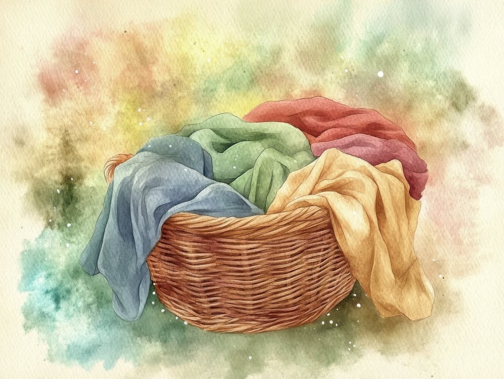 Watercolor Of A Laundry Basket