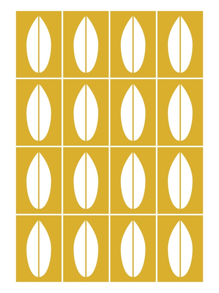 Mid Century Modern Leaf Print Mustard