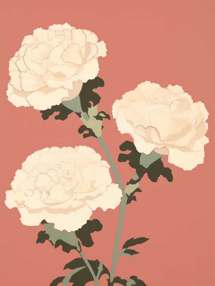 Carnations Flower Big Bold Illustration 4