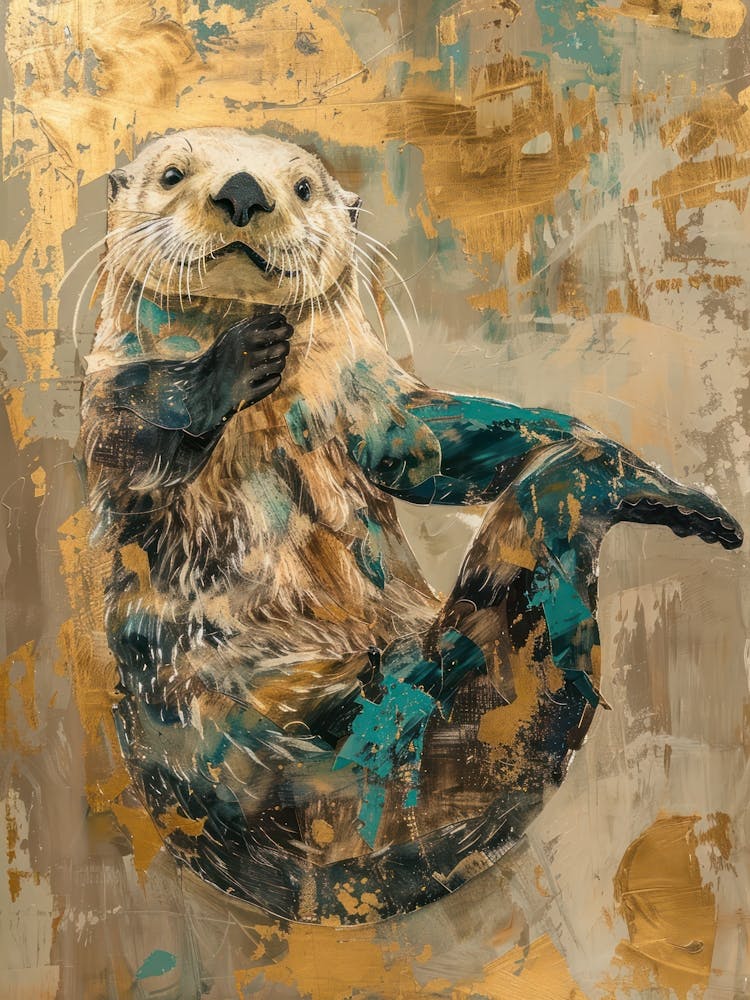 Sea Otter Gold Effect Collage 4