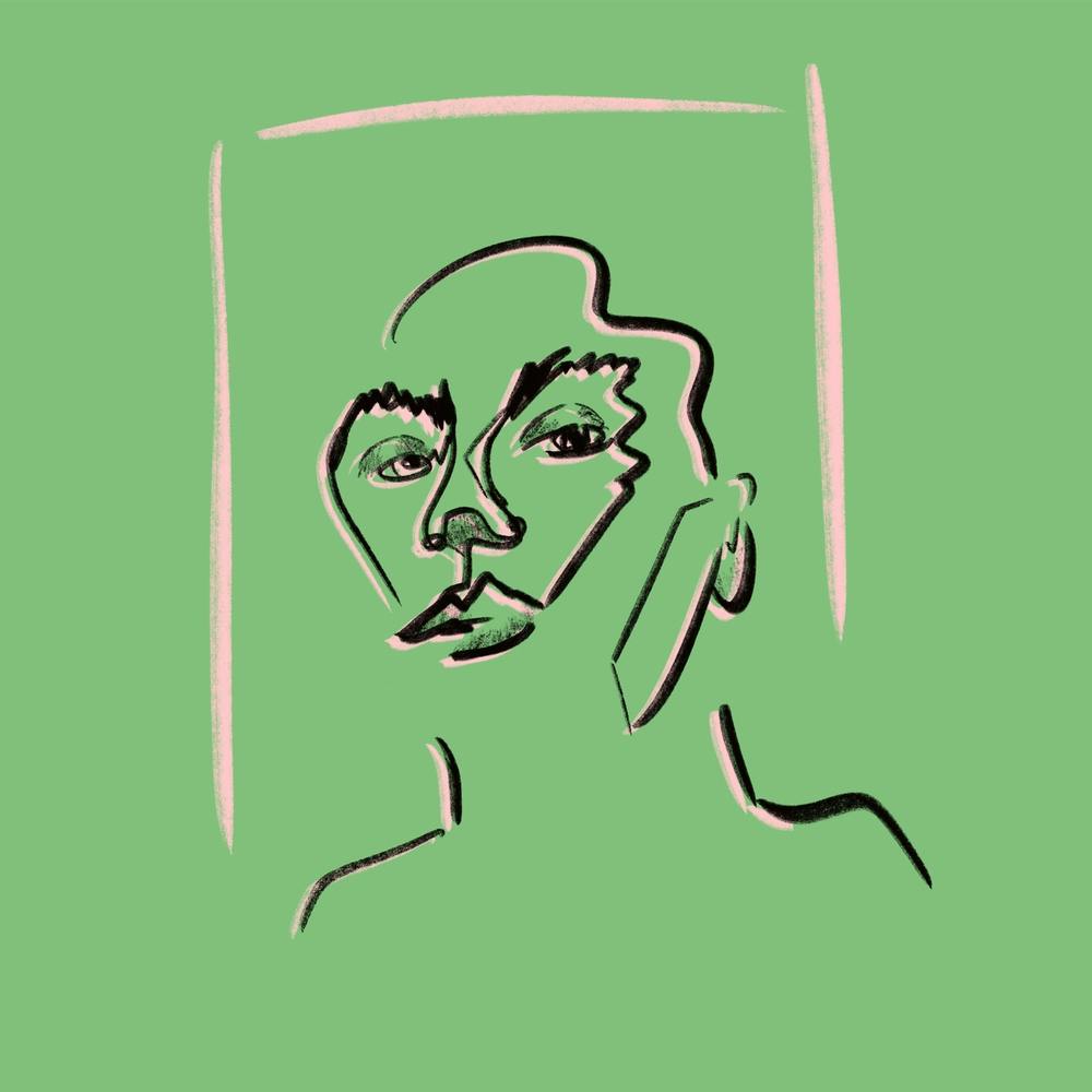 Green Portrait Sketch Square