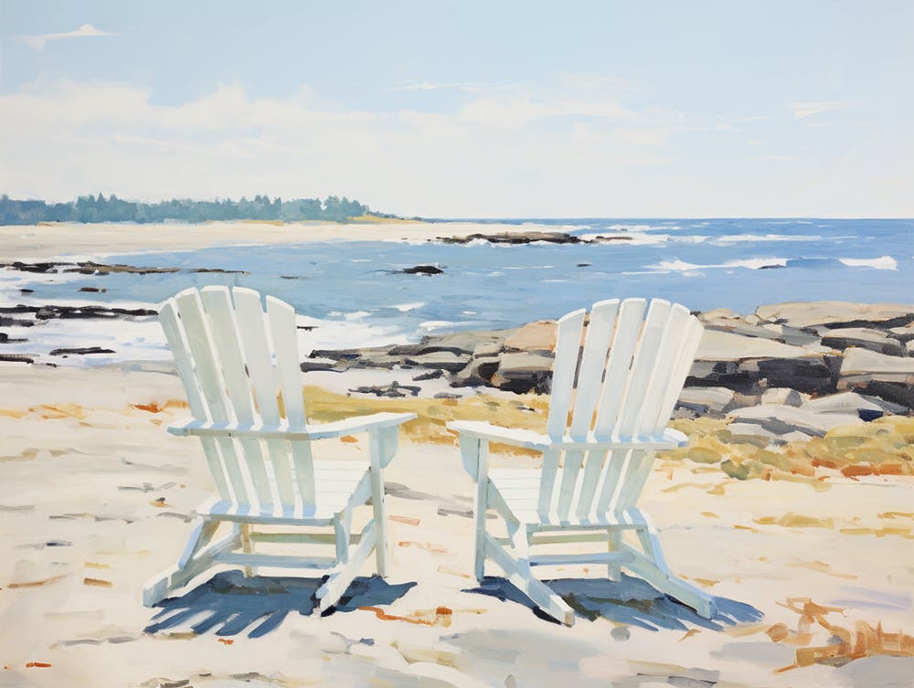 Adirondack Chairs On The Beach In Maine - expressionism