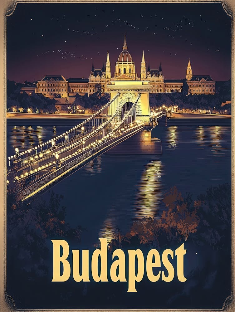 Aihrgdesign Ein Vintage-Reiseposter von Budapest 3
