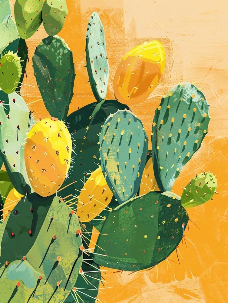 Lemon Ball Cactus Minimalist Abstract Illustration 1