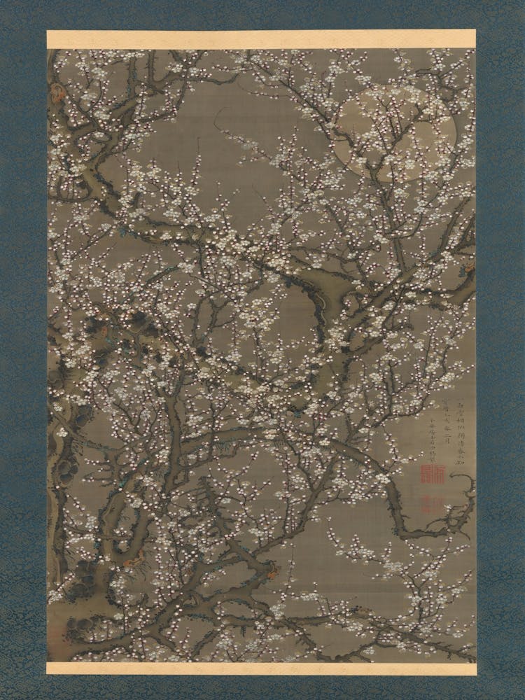 White Plum Blossoms And Moon (1755), Itō Jakuchū