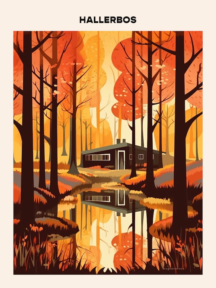 Hallerbos Midcentury Travel Poster