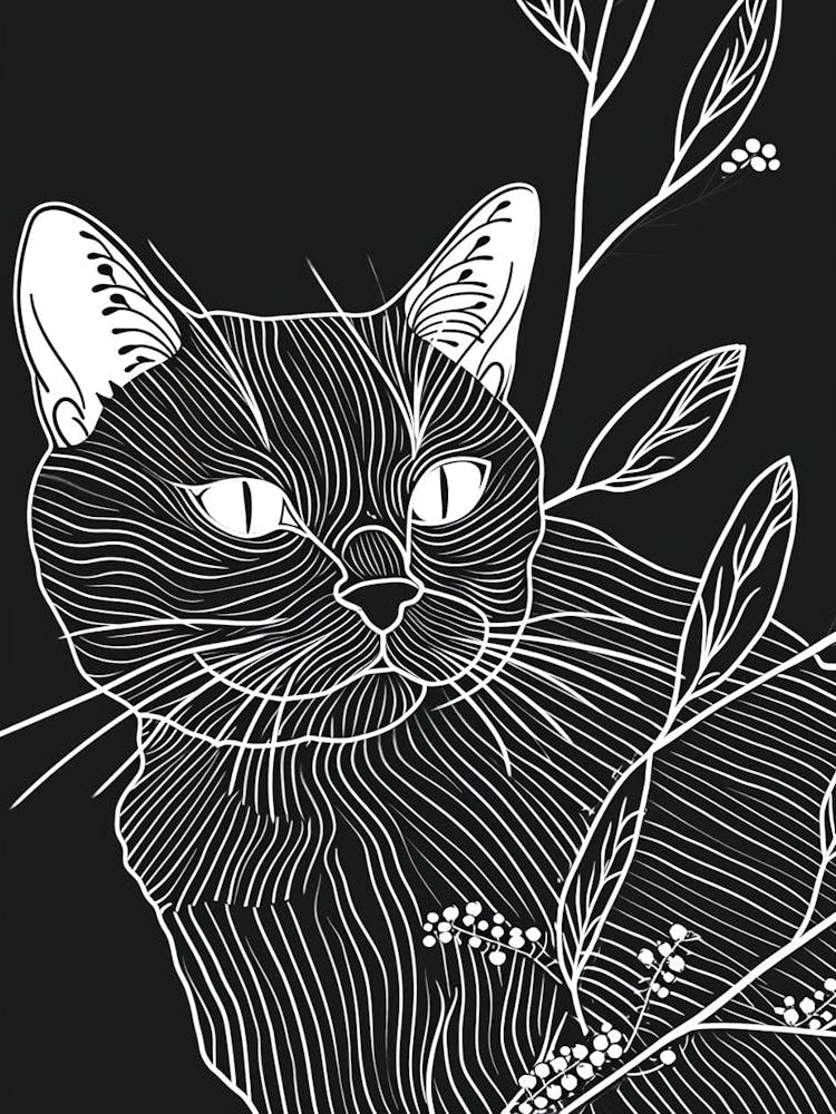 British Shorthair Cat Minimalist Illustration 4
