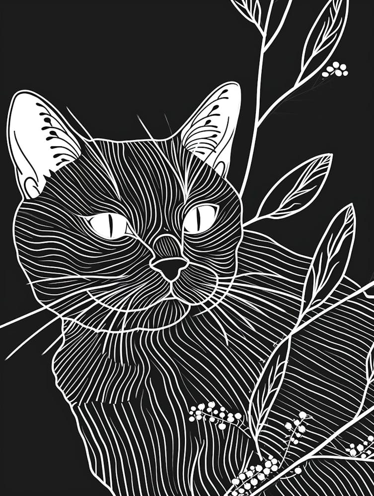 British Shorthair Cat Minimalist Illustration 4