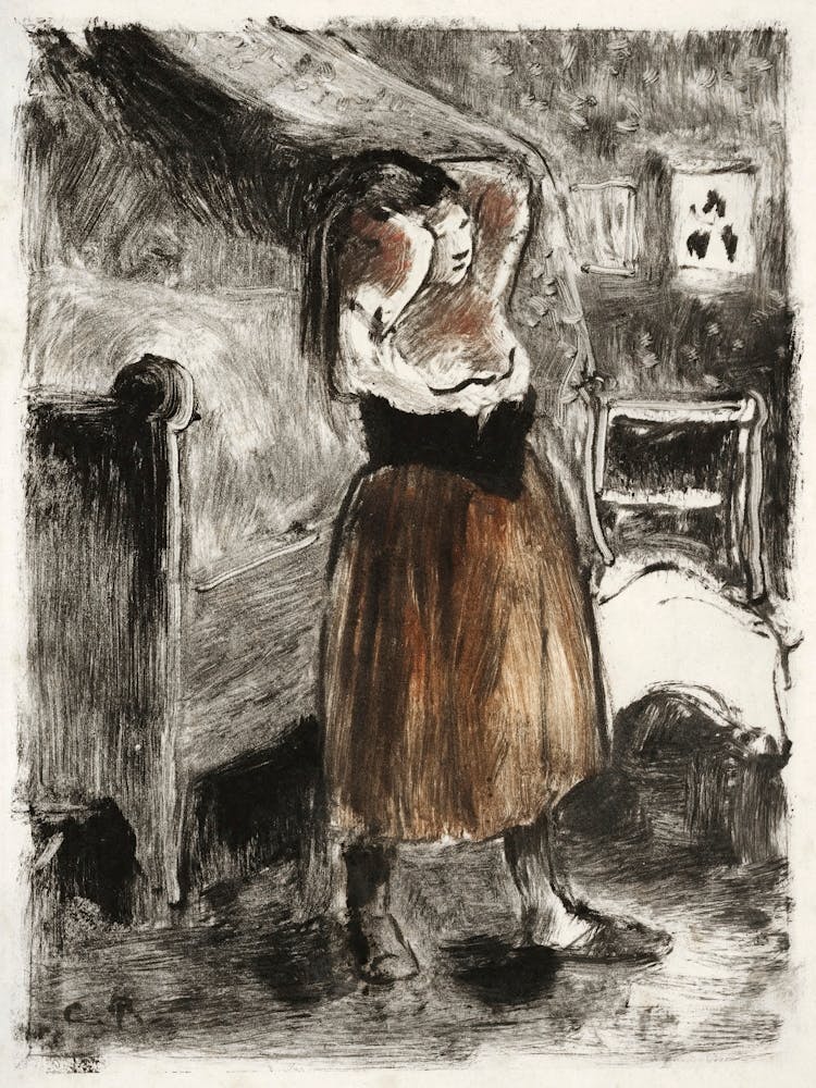 Woman Arranging Her Hair (1894), Camille Pissarro