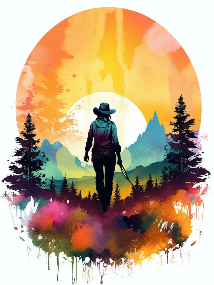 Aquarell Cowgirl 1