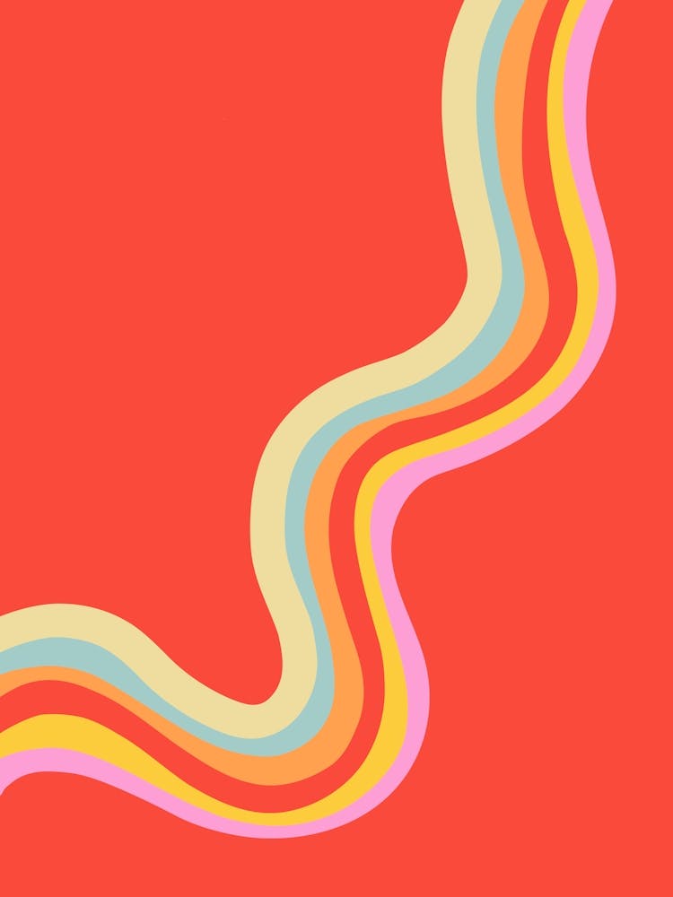 Minimal Groovy Rainbow Flow on Red