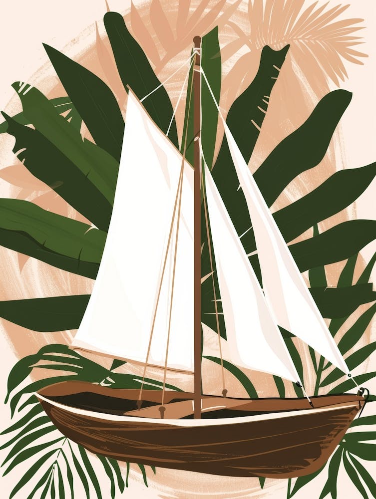 Sailboat With Palm Leaves 1