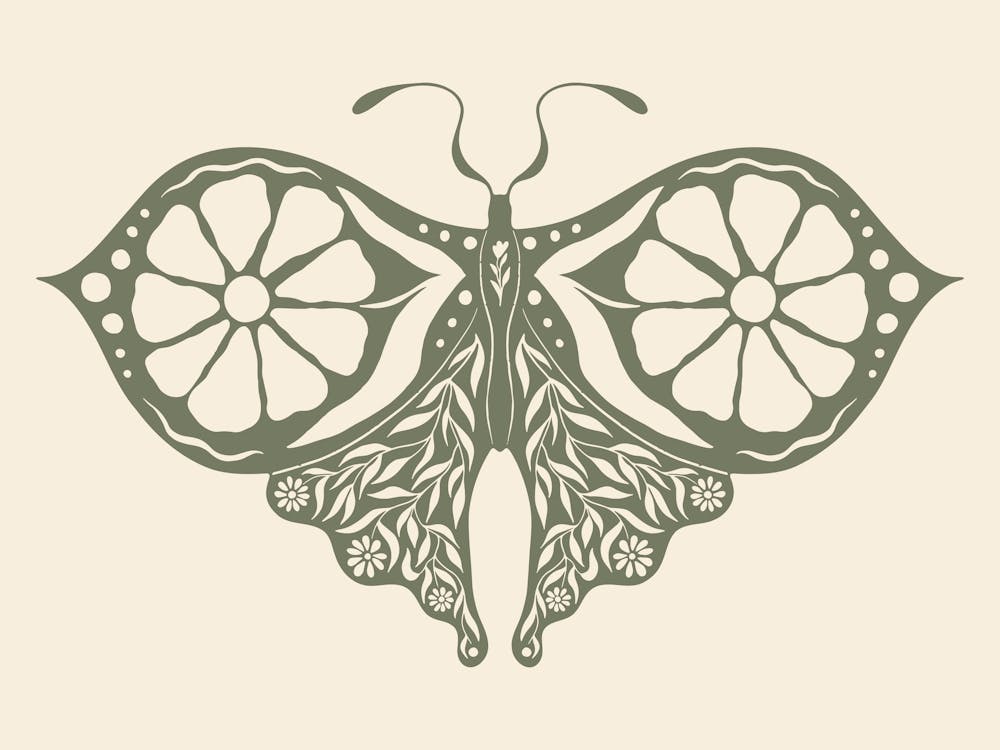 Folk Art Moth 05 - Sage Green