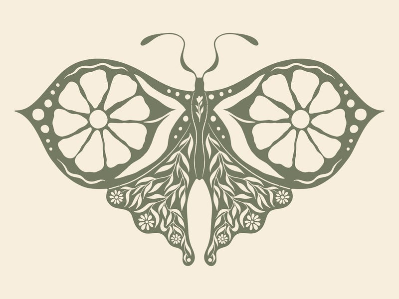 Folk Art Moth 05 - Sage Green
