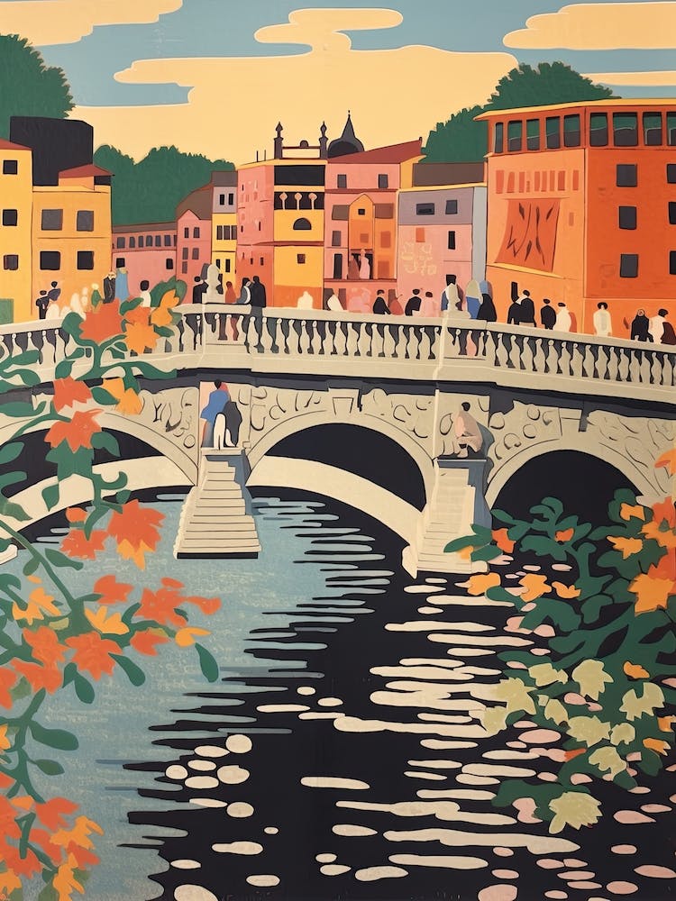 Ponte Sant Angelo, Rome Italy Colourful 3