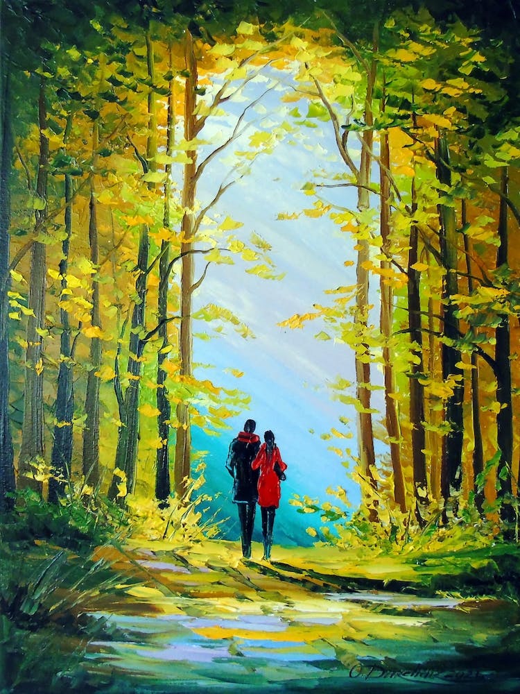 Together on a forest path
