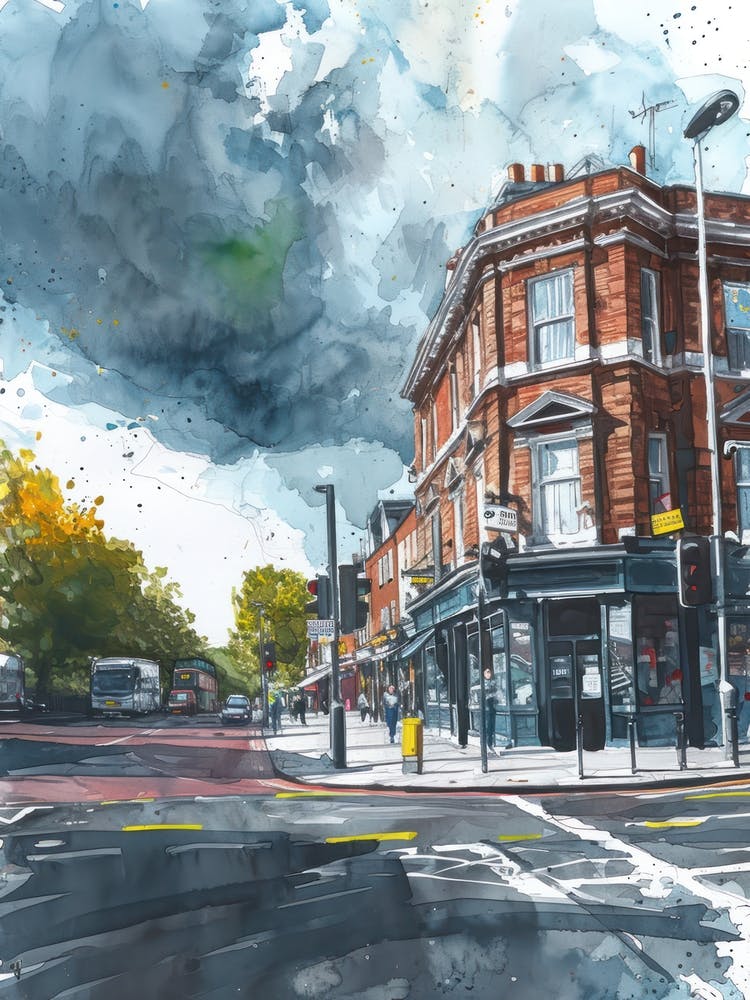 Newham London Borough Straßen-Aquarell 3