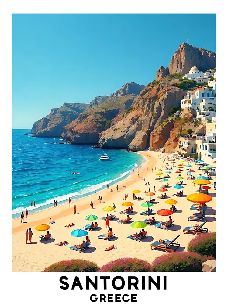 Santorini - Greece Vintage Travel Poster 23