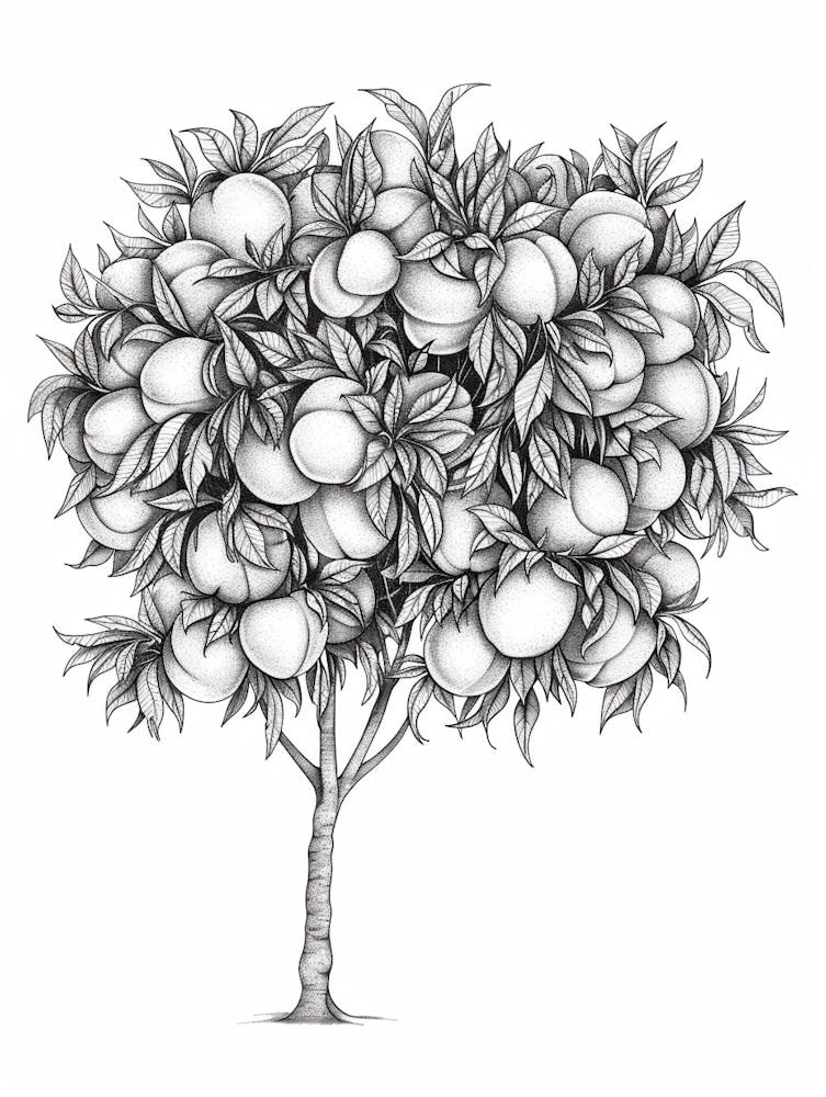 Peach Tree Minimalistic Drawing 3