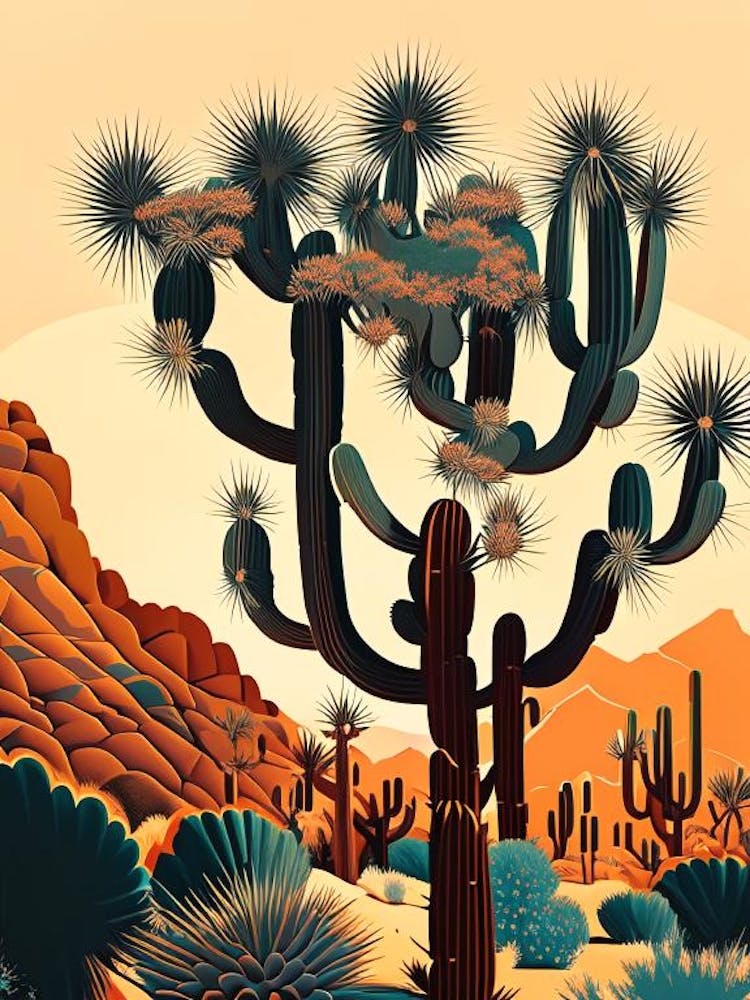 Joshua Tree Muster Retro Illustration (2)