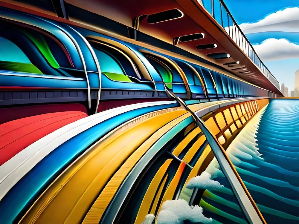 Abstract Painting Of A Train On A Bridge