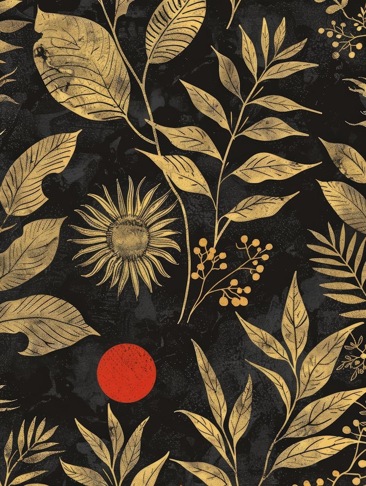 Seamless Pattern With Flowers And Leaves 1