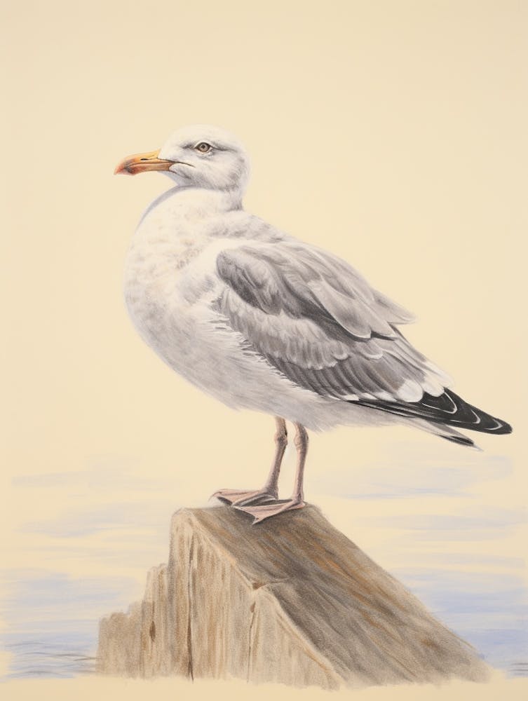 Vintage Bird Drawing Seagull 2