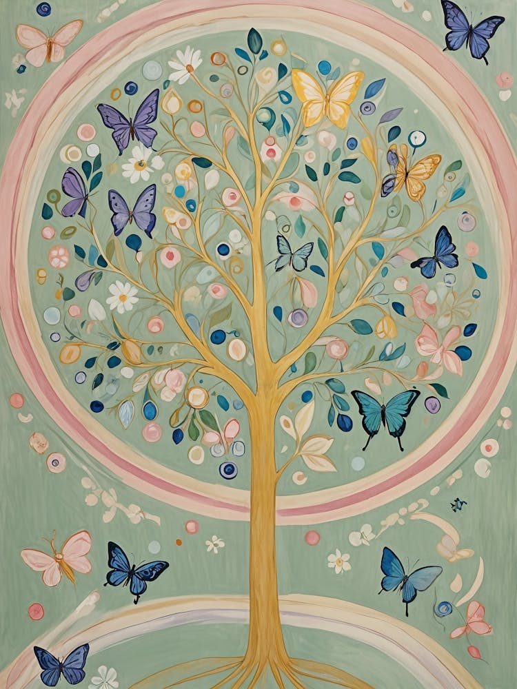 Pastel Butterfly Tree