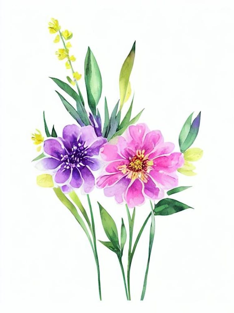 Statice Watercolour Flower