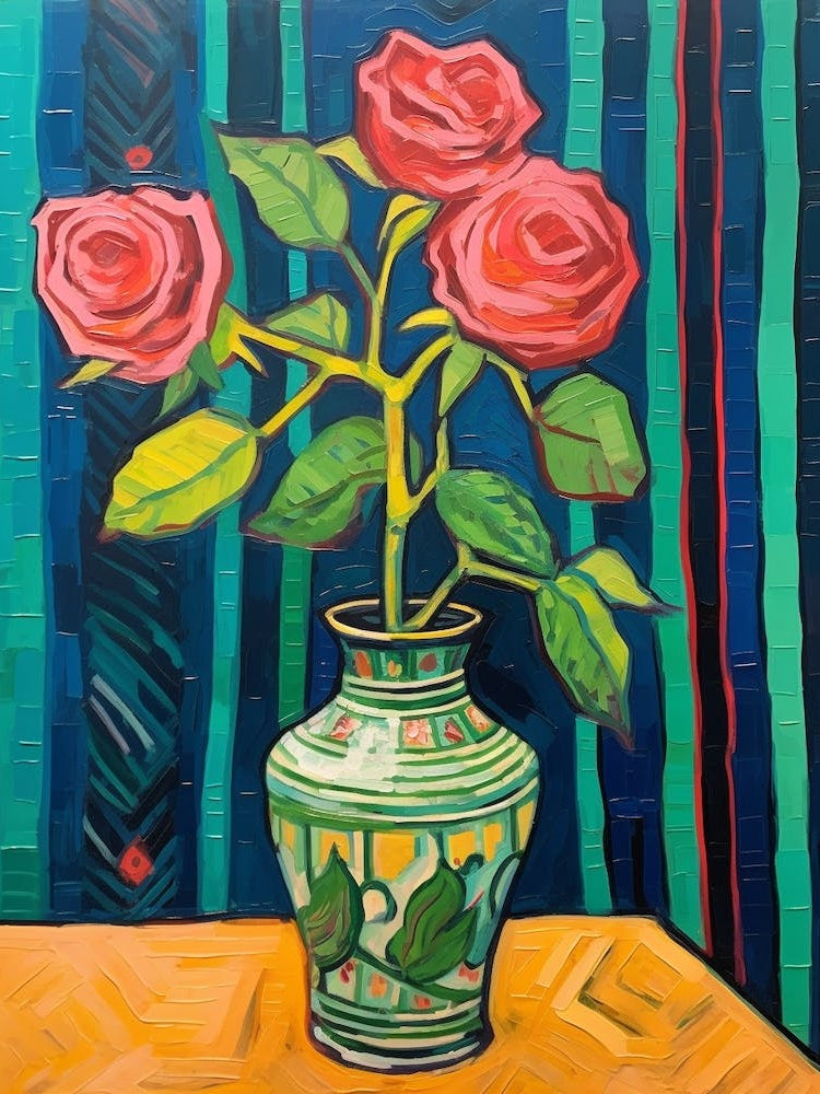Flowers In A Vase Still Life Painting Rose 2