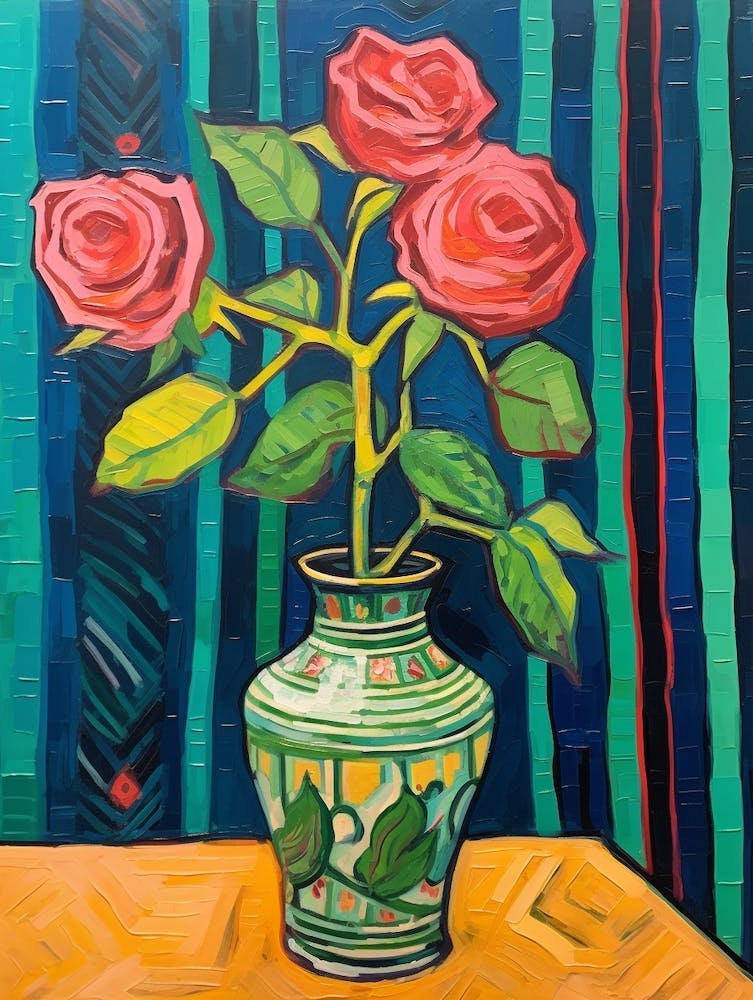 Flowers In A Vase Still Life Painting Rose 2
