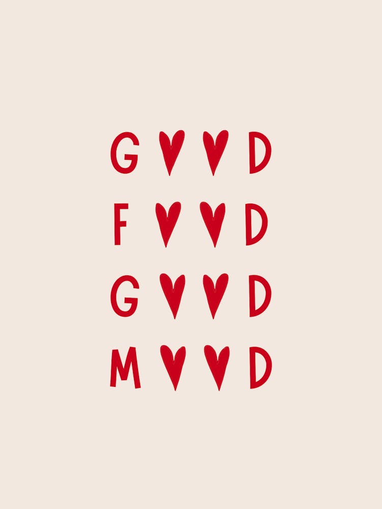 Minimal Red Typography Kitchen Wall Art for Food Lovers