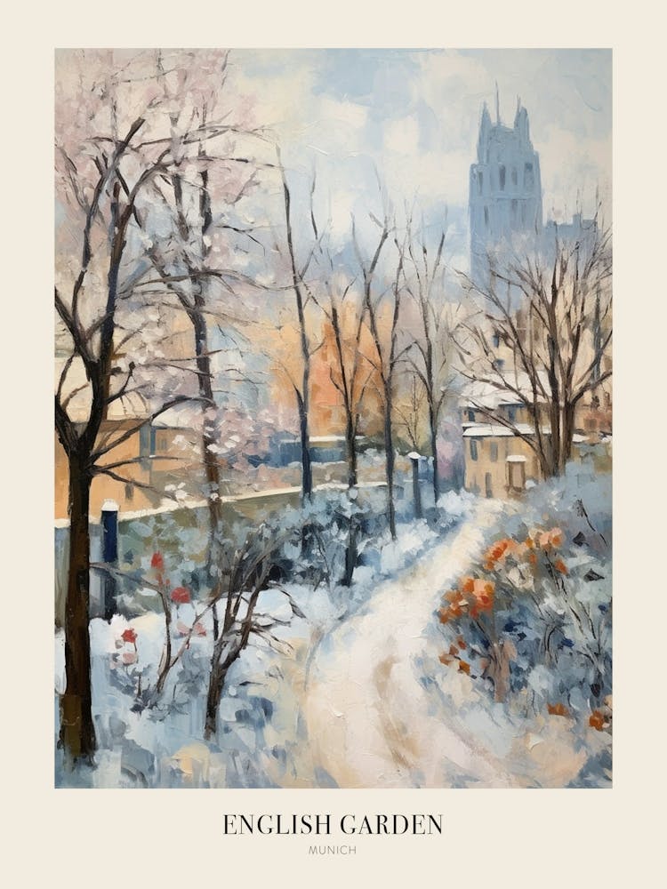 Winter City Park Poster English Garden Munich Germany 2