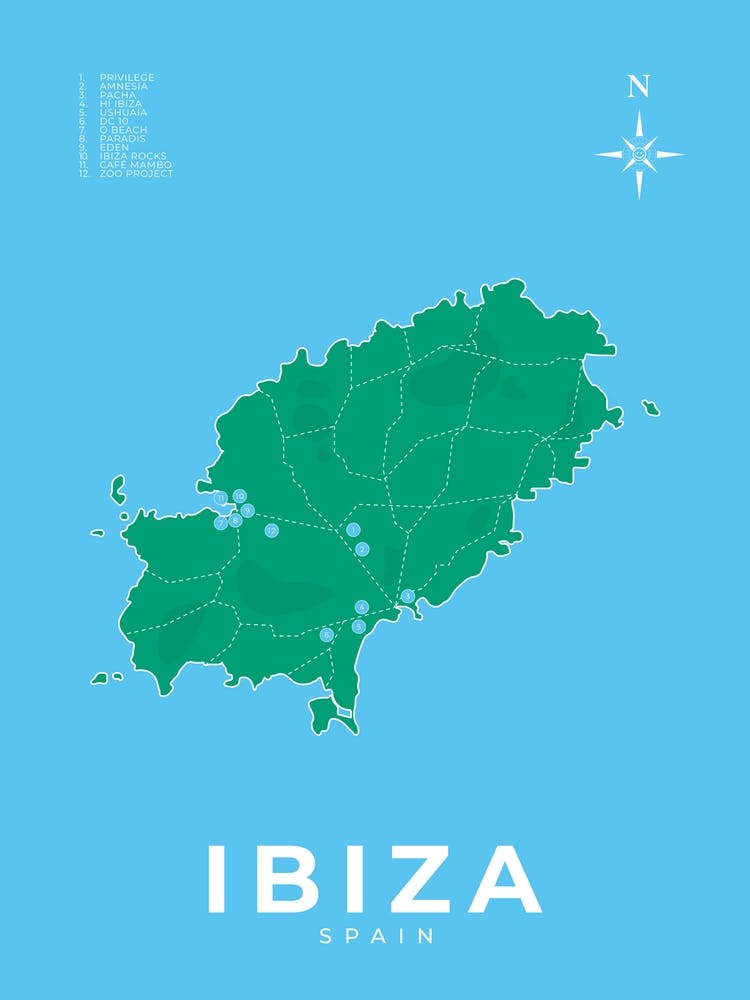 Ibiza Map Blue
