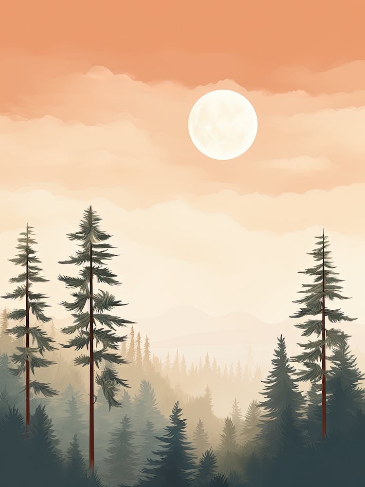 Watercolour Of Olympic National Forest   Washington Usa 3