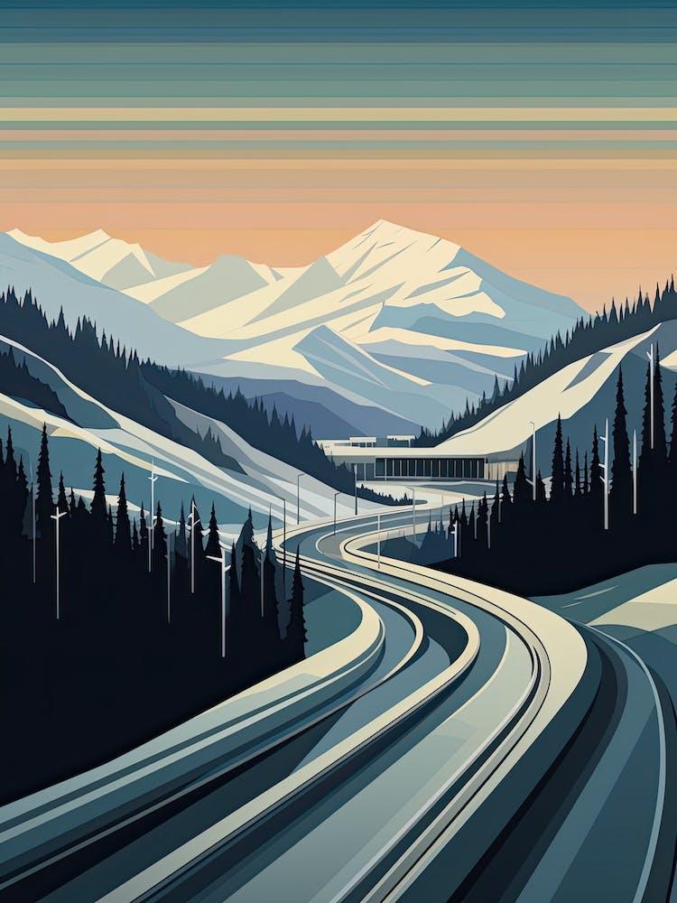 Vail Mountain Resort Colorado, USA, Skiresort Illustration 1 Einfacher Stil