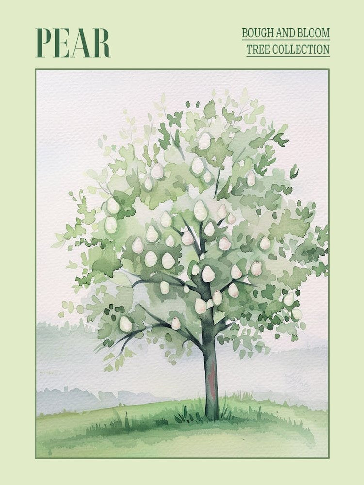 Pear Tree Atmospheric Watercolour Painting 1 Poster